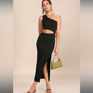 Lulus Spice Things Up Black Cutout Midi Dress
